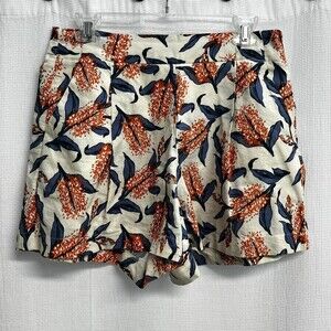 ICEC Women’s Linen Blend Botanical High Waisted Shorts Summer Large Classic